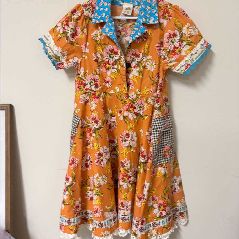 Wildflowers Vibrant Blue and Orange Floral Dress